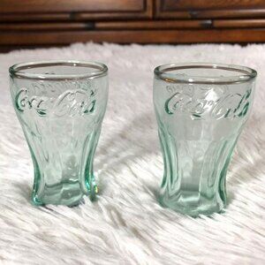 NWOT Set of 2 Vintage Coca-Cola Georgia Green Glass Fountain Shot Glasses